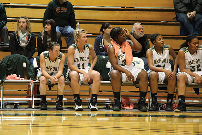 The Riverhawk bench watched the game intently, anticipating the outcome.