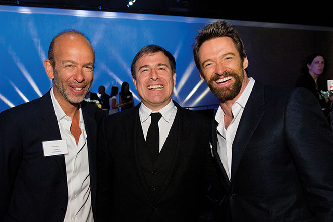 Oscar® nominees Eric Fellner, David O. Russell and Hugh Jackman at the Oscar® Nominees Luncheon in Beverly Hills Monday, Feb. 4, 2013.