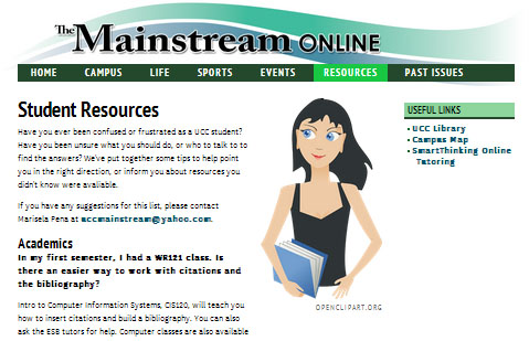 The Mainstream website now has a Resource tab to offer students helpful college information.