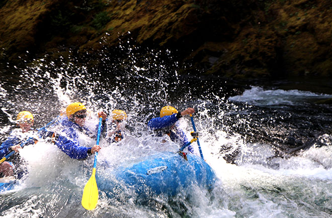 Intro To Whitewater Rafting students experience the power of the North Umpqua River’s many  exhilarating rapids.