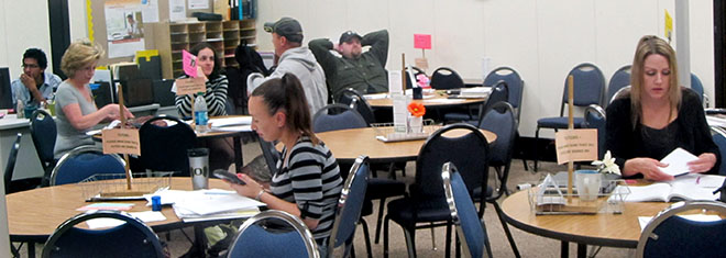 Students study in the Success Center for final exams.