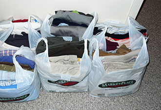 Clothes and textile donations can be dropped off at Donna McGeehon’s office in the P.E. Complex.