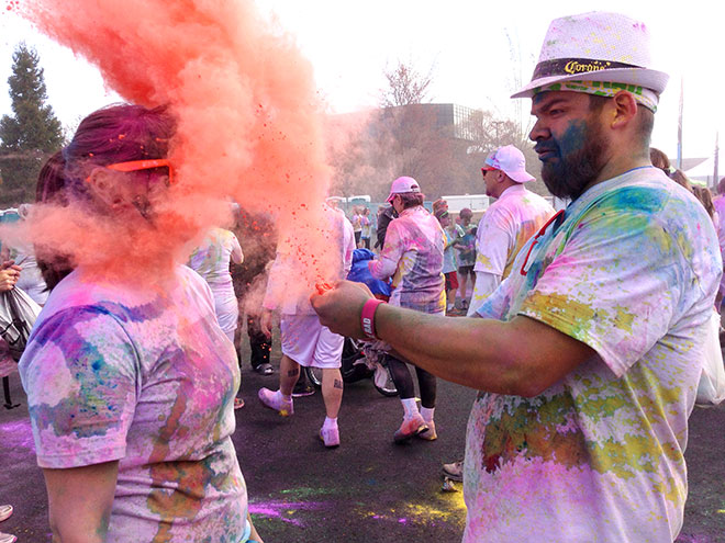 Many people in the 2013 Color Me Rad were showered with color from start to finish.