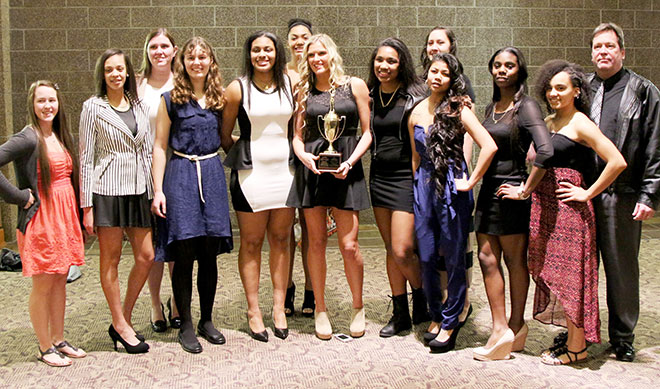 The Riverhawks dressed up for the NWAACC awards banquet Friday night, Feb. 28, preceeding the four-day tournament.